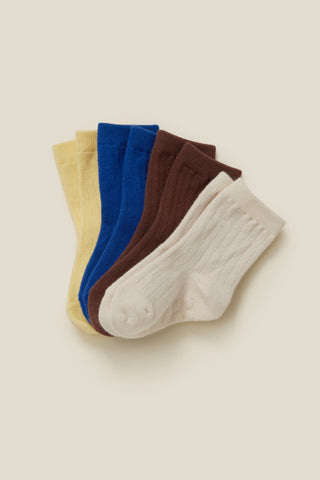 Easy-fit Basic Socks 4 Color Set (1-6Y)