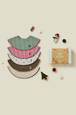 [Holiday] Piped Edge Bib 5 Pack Gift Set