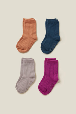 Easy-fit Basic Socks 4 Color Set (1-6Y)