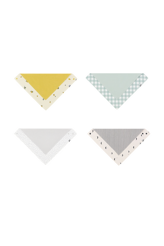 [Limited-Time] Muslin Bandana Bib 4-Pack Set