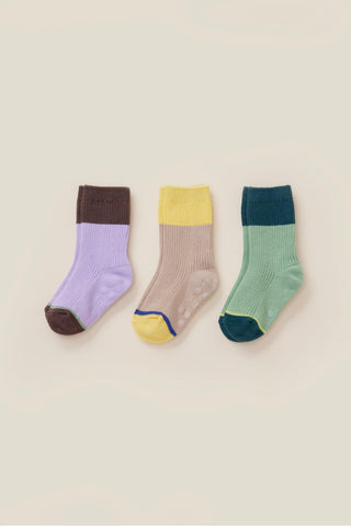 Easy-fit Color Block Socks 3 Color Set (1-6Y)