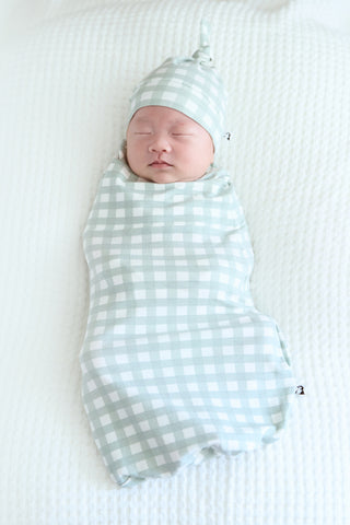 Newborn Bamboo Swaddle Pouch & Knotted Hat Set