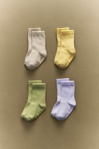 Easy-Fit Basic Socks [Beige/Mustard/Olive Green/Lavender]