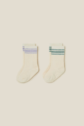 EasyFit Ribbed Striped Socks (2-Piece Set)