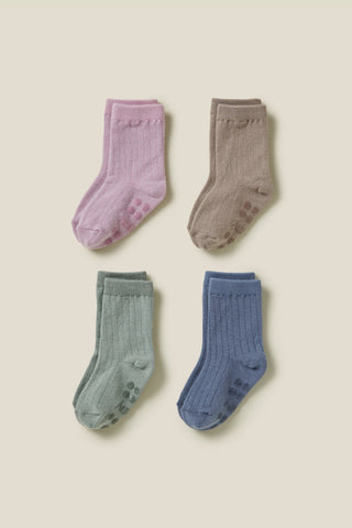 Easy-Fit Basic Socks [Green/Deep Blue/Pink/Mocha]