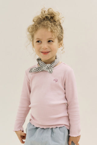 Girls Modal Ribbed Lettuce Trim T-Shirt