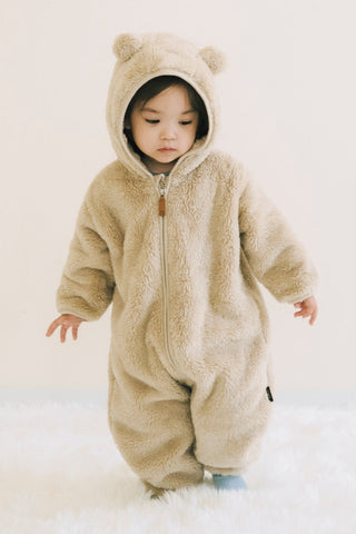 Fluffy Teddy Bear Fleece Jumpsuit