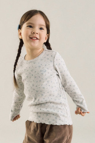 Girls Modal Ribbed Lettuce Trim T-Shirt