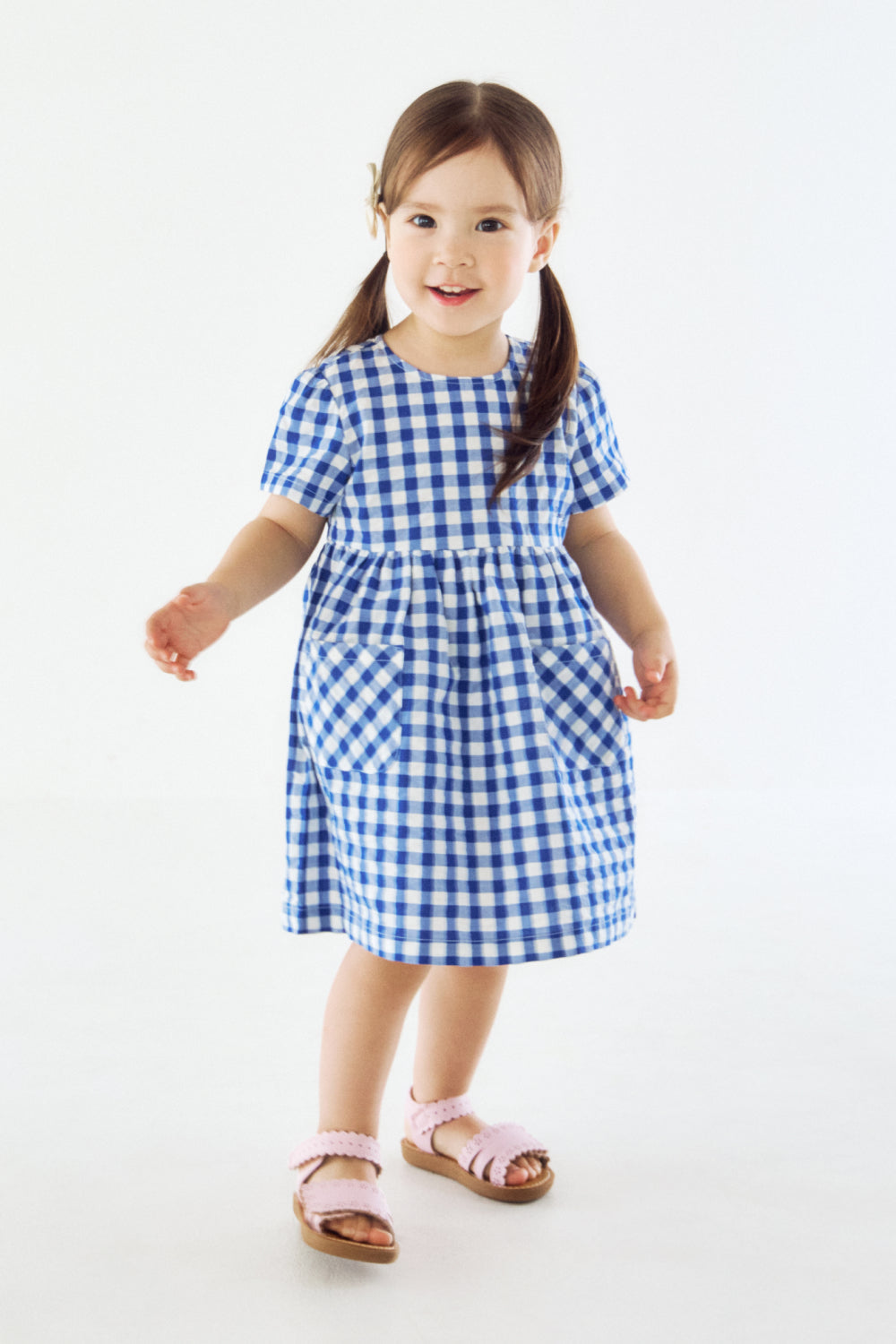 Seersucker Summer Dress Blue Gingham / 120(5-6Y)