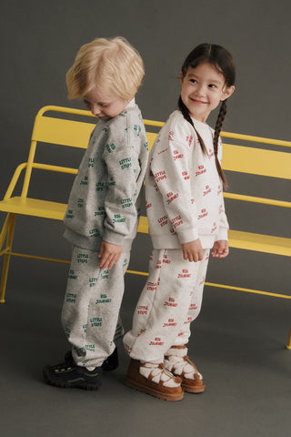 [Set] Butter Cotton Fleece-Lined Graphic Sweatsuit Set