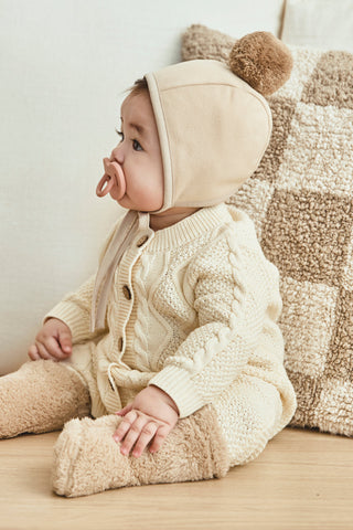 Winter Bonnet & Booties & Bib Set
