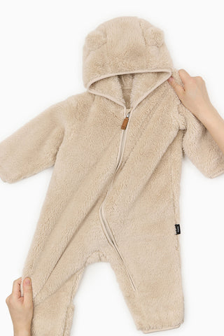 Fluffy Teddy Bear Fleece Jumpsuit