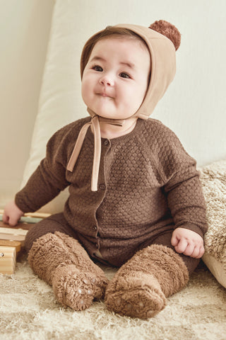Winter Bonnet & Booties & Bib Set