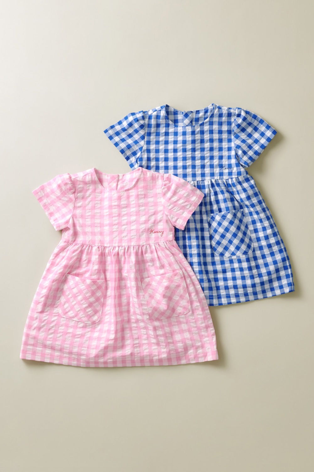 Seersucker Summer Dress Blue Gingham / 120(5-6Y)