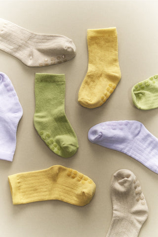 Easy-Fit Basic Socks [Beige/Mustard/Olive Green/Lavender]