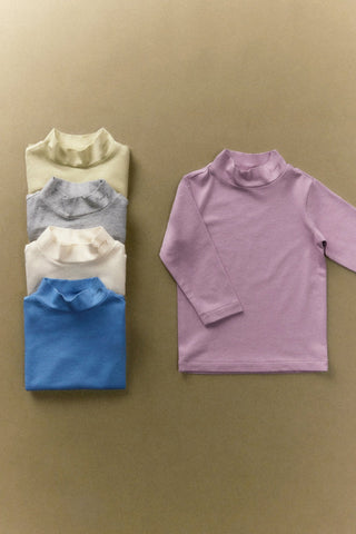 Soft Modal Light Mock Neck T-Shirt