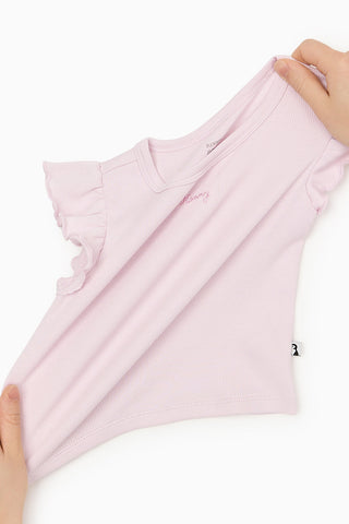 Modal Ribbed Ruffle T-Shirt