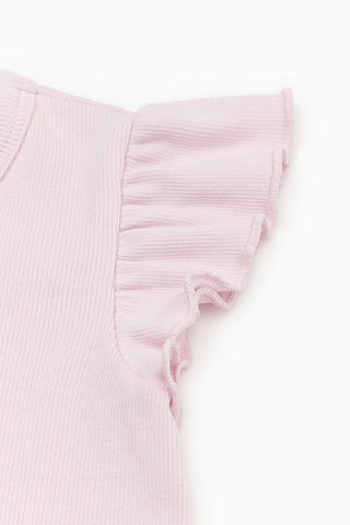 Modal Ribbed Ruffle T-Shirt