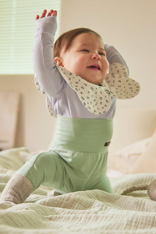 [Set] Modal High Waist Leggings & Rolling Bib 2P