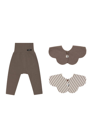 [Set] Modal High Waist Leggings & Rolling Bib 2P