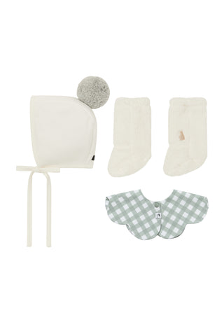 Winter Bonnet & Booties & Bib Set
