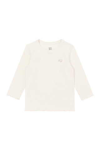 Girls Modal Ribbed Lettuce Trim T-Shirt