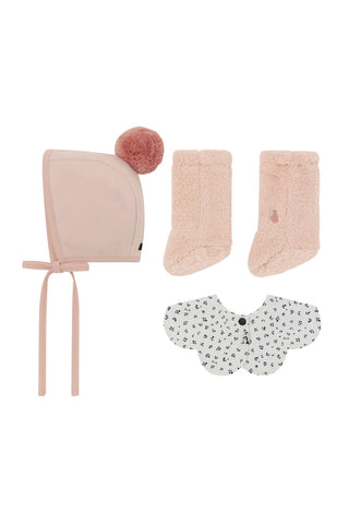 Winter Bonnet & Booties & Bib Set