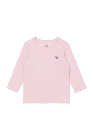 Girls Modal Ribbed Lettuce Trim T-Shirt