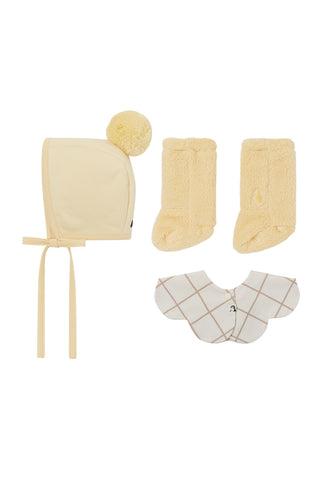 Winter Bonnet & Booties & Bib Set