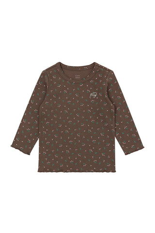 Girls Modal Ribbed Lettuce Trim T-Shirt