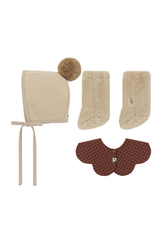Winter Bonnet & Booties & Bib Set