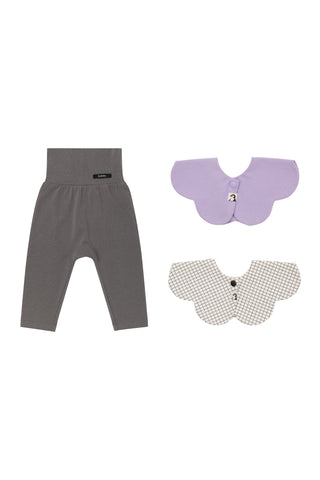 [Set] Modal High Waist Leggings & Rolling Bib 2P