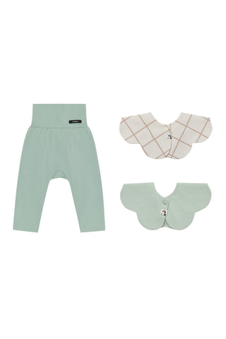 [Set] Modal High Waist Leggings & Rolling Bib 2P