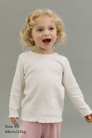 Girls Modal Ribbed Lettuce Trim T-Shirt