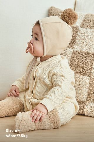 Winter Bonnet & Booties & Bib Set