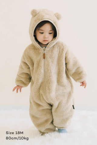 Fluffy Teddy Bear Fleece Jumpsuit