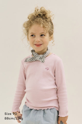 Girls Modal Ribbed Lettuce Trim T-Shirt