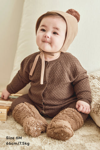 Winter Bonnet & Booties & Bib Set